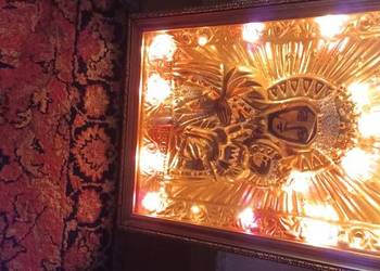 PRL-43cm/32,5cm podświetlany obraz Matki Boskiej Częstochowskiej,