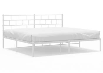 Łóżko Metalowe Białe Rama Łóżka Ze Stelażem Biała 183x213 cm WM-355713
