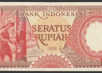 Indonezja 100 rupiah 1958 - STAN BANKOWY UNC