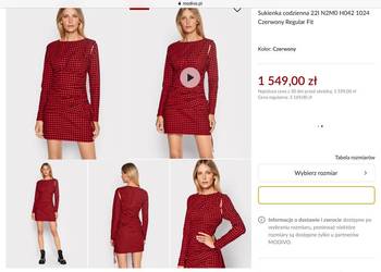 Sukienka Mini Marszczona Damska N21 rozm XS Czerwono Czarna Pepitka  NOWA