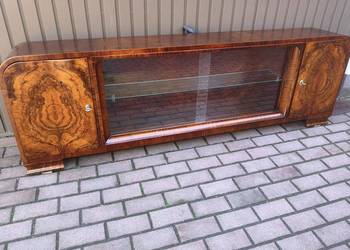 Komoda RTV Niska ART-DECO Orzech Unikat 200 Stara Antyk Po Renowacji.