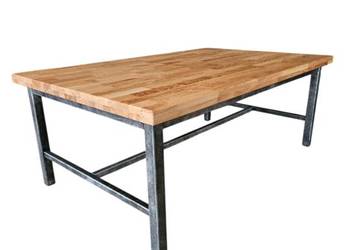 Loftowy stolik kawowy z drewna dębowego i metalu 135 x 85 x 50 cm