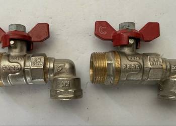 Dwa zawory kulowe 1/2 cala ze śrubunkiem