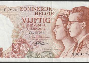 BELGIA 50 FRANKÓW 1966 - STAN 2/3