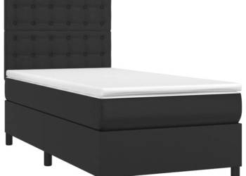 Łóżko z Materacem Kontynentalne Czarne Ekoskóra LED 80x200 cm WM-3135909
