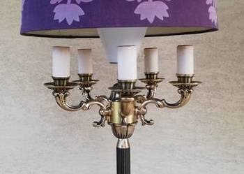 Lampa stylowa mosiężna stojąca podłogowa lampka świeczkowa