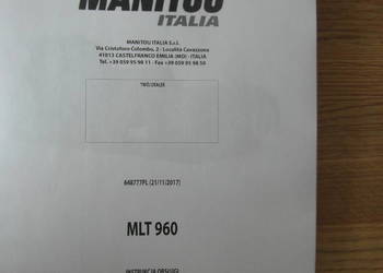 dtr instrukcja obsługi ładowarka Manitou mlt960 i inne