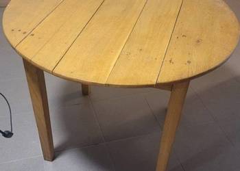 Stolik drewniany PRL, średnica 82, wys. 65