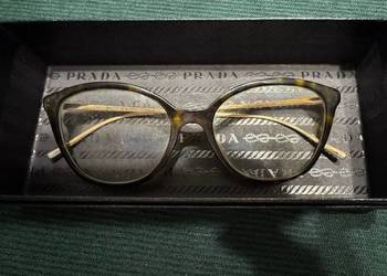 Okulary Prada oprawki damskie cieniowane brazowe ze złotym progresy lekkie
