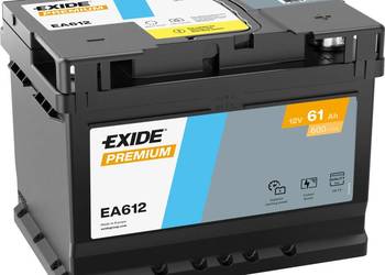 Akumulator 61Ah 600A  PRAWY PLUS Exide Premium EA612