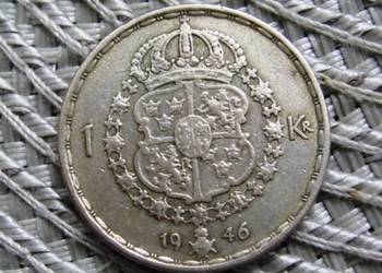 Szwecja 1 Korona 1946r - SREBRO