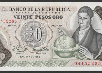 Kolumbia 20 pesos 1982 - stan bankowy  UNC