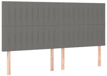 Zagłówek do łóżka z LED ciemnoszary 200x5x118/128 cm tkanina WM-3122685