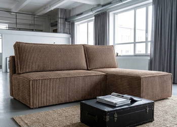 Narożnik z funkcją spania Santo 200x140 sztruks cappuccino pojemnik