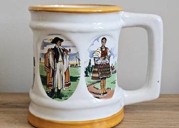 ceramiczny Kufel na piwo Węgry stroje ludowe kamionka
