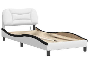 Rama łóżka z LED biało-czarna sztuczna skóra 80x200 cm WM-3213898