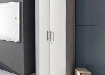 Szafa biurowa 2D 188x79x34 (beton+biały mat) Nowa