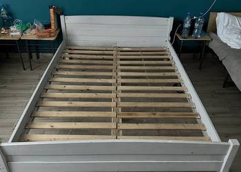 łóżko 140 cm- 200cm, kolor szary z materacami