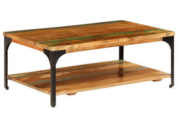 Stolik kawowy z półką 100x60x35 cm z drewna z odzysku WM-247324