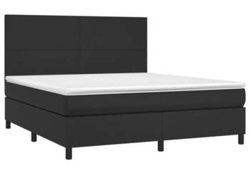 Łóżko z Materacem Kontynentalne Czarne Ekoskóra LED 160x200cm WM-3135831
