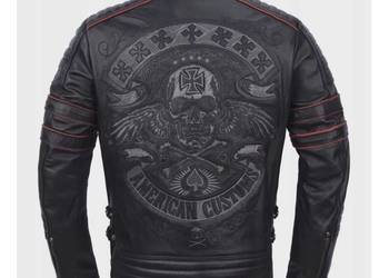 KURTKA MOTOCYKLOWA SKÓRZANA Z HAFTEM CZASZKA-ROZMIAR 2XL