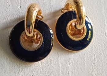 ZŁOCONE  KLIPSY Z PORCELANĄ W KOLORZE INDYGO ZŁOCONE  KLIPSY Z PORCELANĄ W KOLORZE INDYGO