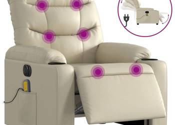 vidaXL Rozkładany fotel masujący, elektryczny, kremowy(SKU:3206593)