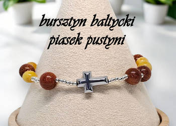 Bransoletka dziesiątka różańca BURSZTYN bałtycki, PIASEK PUSTYNI #1039 Bransoletka dziesiątka różańca BURSZTYN bałtycki, PIASEK PUSTYNI #1039