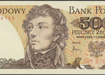 POLSKA 500 ZŁOTYCH 1982 KOŚCIUSZKO - DM - STAN BANKOWY UNC