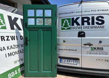 Drzwi Drewniane zewnętrzne zielone Amerykańskie 6005