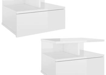 vidaXL Wiszące szafki nocne, 2 szt., wysoki połysk, białe(SKU:800418)