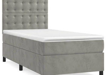 Łóżko kontynentalne z materacem i LED szare aksamit 90x190 cm WM-3136335