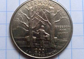 25 CENTÓW / QUARTER DOLLAR / 2001 ROK - USA / VERMONT / 25 CENTÓW / QUARTER DOLLAR / 2001 ROK - USA / VERMONT /
