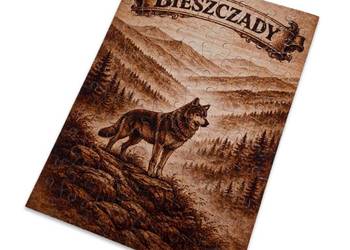 Puzzle vintage Bieszczady z wilkiem 88 elementów do oprawienia