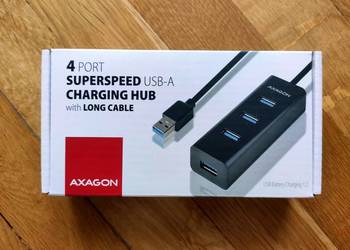 Hub USB 3.0 z szybkim ładowaniem, 4 porty, długi kabel