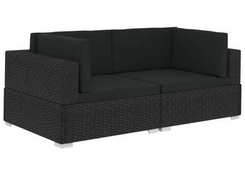 Fotele narożne 2 szt. z poduszkami polirattan czarne WM-47263