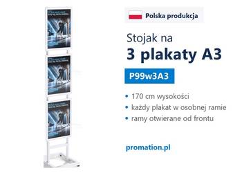 Biały stojak na 3 plakaty A3 | stojak informacyjny do biura P99w3A3