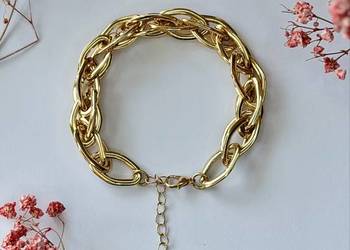 Złota gruba bransoletka łańcuch chunky vintage vibe hit