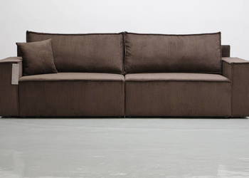 TTB Brązowa sofa z funkcja spania pojemnik na pościel tkanina Sztruks Poso