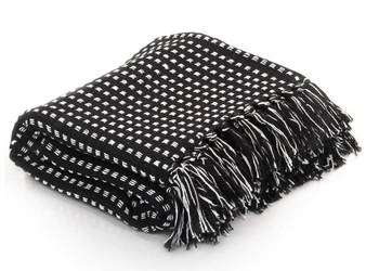 vidaXL Bawełniana narzuta w kratkę, 125 x 150 cm, czarna(SKU:245330)