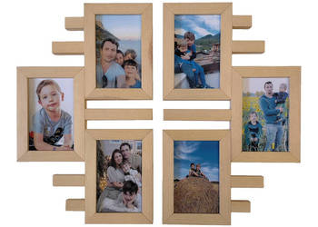 Drewniana Multirama Ramka Na 6 Zdjęć 10x15 cm Galeria Ścienna PREZENT FOTO