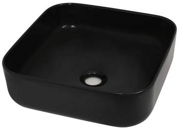 vidaXL Ceramiczna umywalka kwadratowa, czarna(SKU:142733)