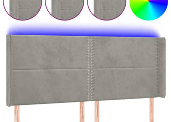 Zagłówek do łóżka z LED jasnoszary 163x16x118/128 cm aksamit WM-3123962