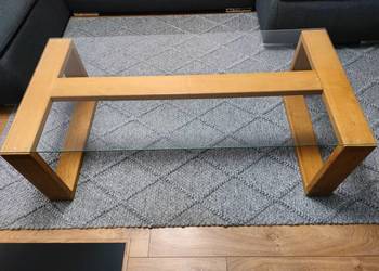 Ława dębowa ze szklanym blatem