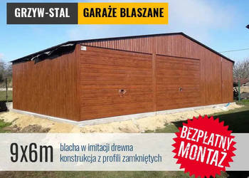 Duży Garaż Blaszany w kolorze ORZECH - Wiata , Magazyn - GrzywStal A11v2