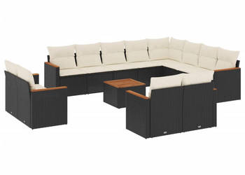13-cz. zestaw mebli do ogrodu poduszki czarny rattan PE WM-3258920