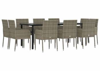 vidaXL 11-cz. zestaw mebli do ogrodu, poduszki, czarny(SKU:3185166)