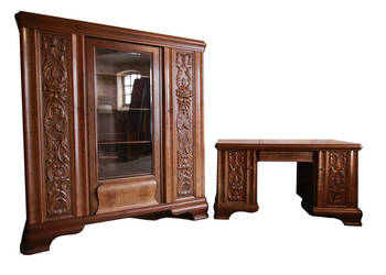 Antyczny komplet gabinetowy z 1920 roku dębina Antyczny komplet gabinetowy z 1920 roku dębina