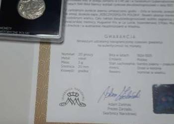 Polska 20 groszy, 1923 Nikiel /magnetyczna/ + CERTYFIKAT  (K9)
