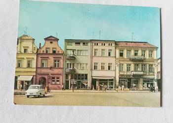 Pocztówka : Leszno - fragment rynku, barokowe kamieniczki. RUCH, 1970 r.